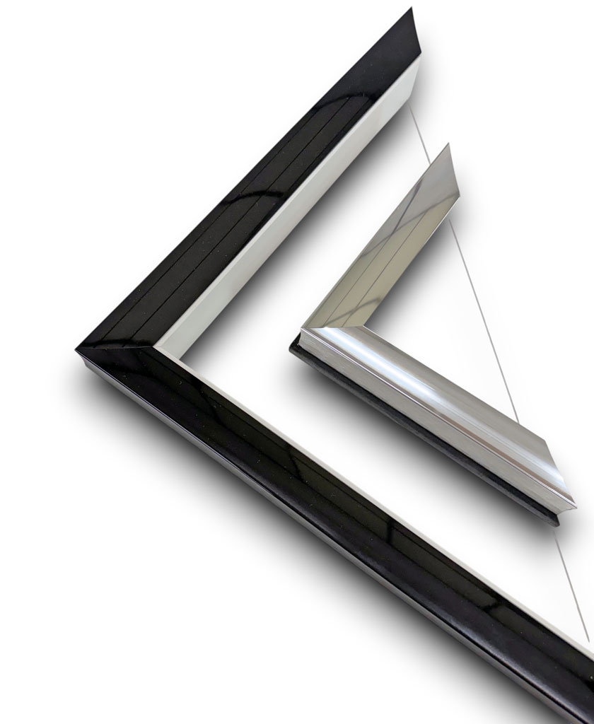  Alu Double mini gondole Noir rehausse blanche interieur argent